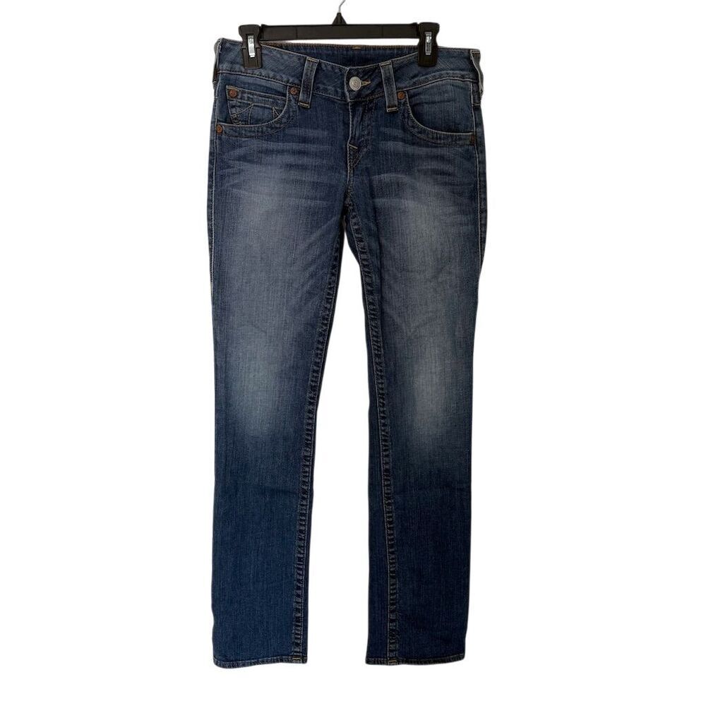 True Religion Women's Bootcut Jeans Size 29 Standard Blue Distressed Denim